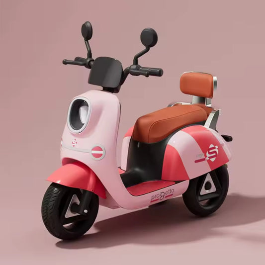 Electric 3-Wheel Ride On Motorcycle for Kids (2–8 Years) | Rechargeable Battery Sports Bike with Lights & Music | Baby Pink