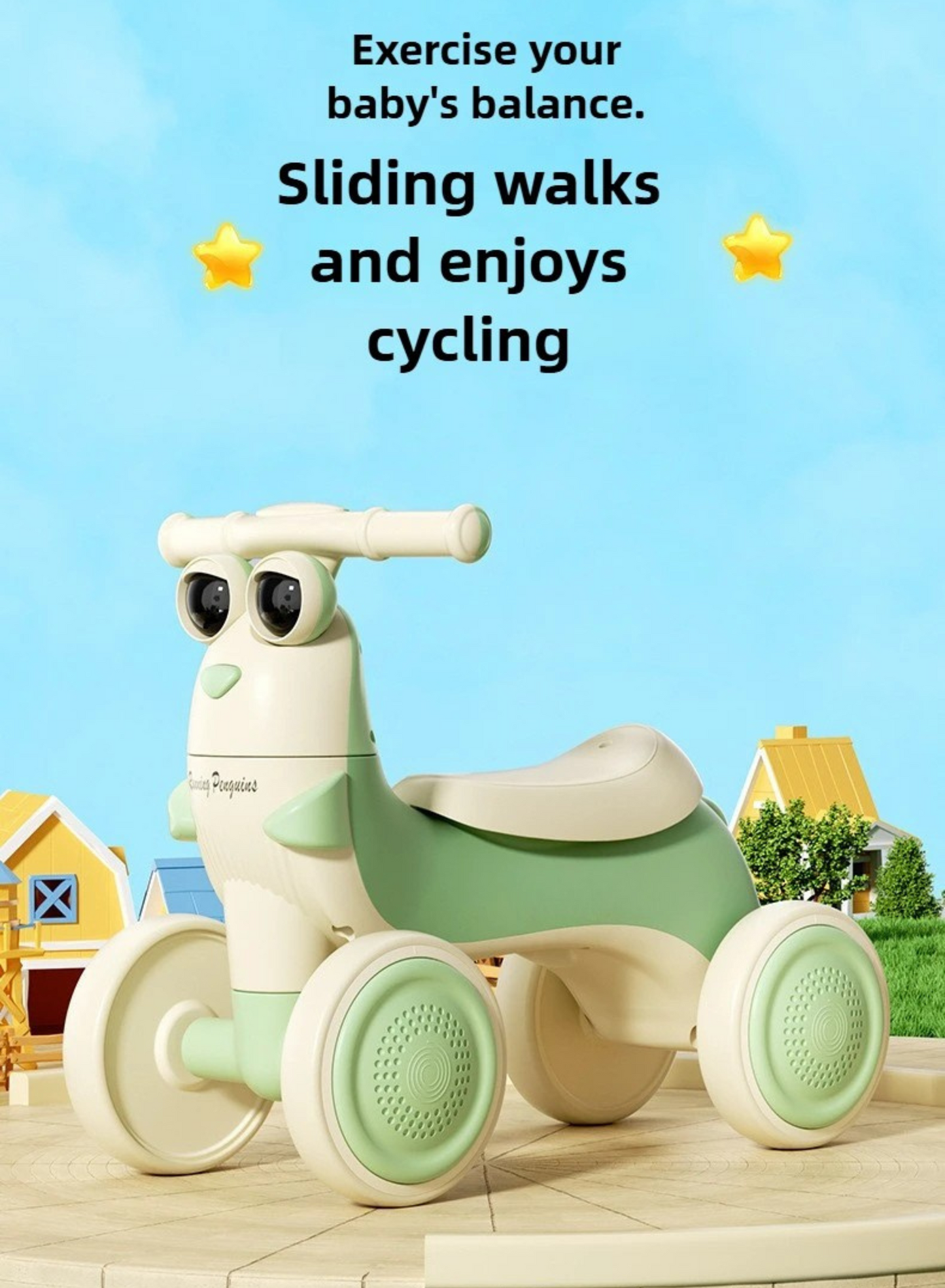 Toddler Balance Car | 4-Wheel Pedal-Free Ride with Music & Glow Lights (Ages 1–3)