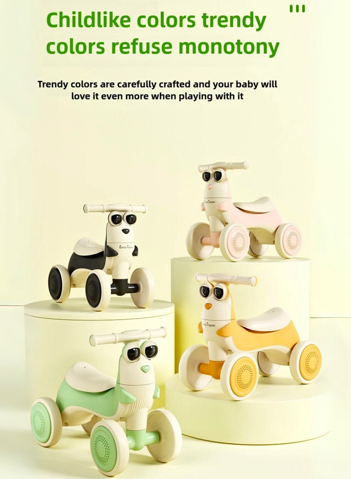 Toddler Balance Car | 4-Wheel Pedal-Free Ride with Music & Glow Lights (Ages 1–3)