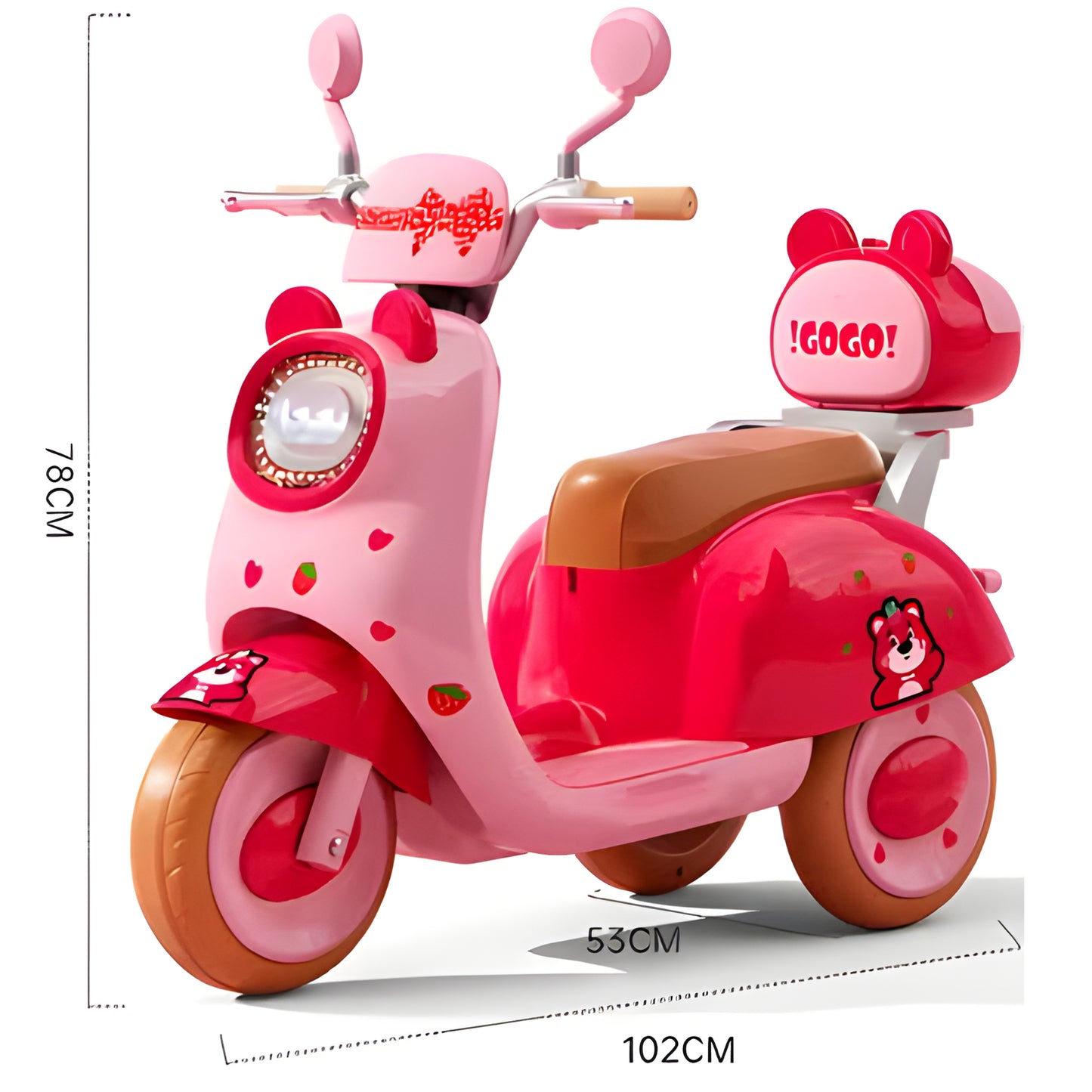 ROVENO Kids Electric Motorcycle Ride-On Tricycle 6V | Cute Pet Design, Music & LED Lights | 3-Wheel Safe Motorbike – White\Pink