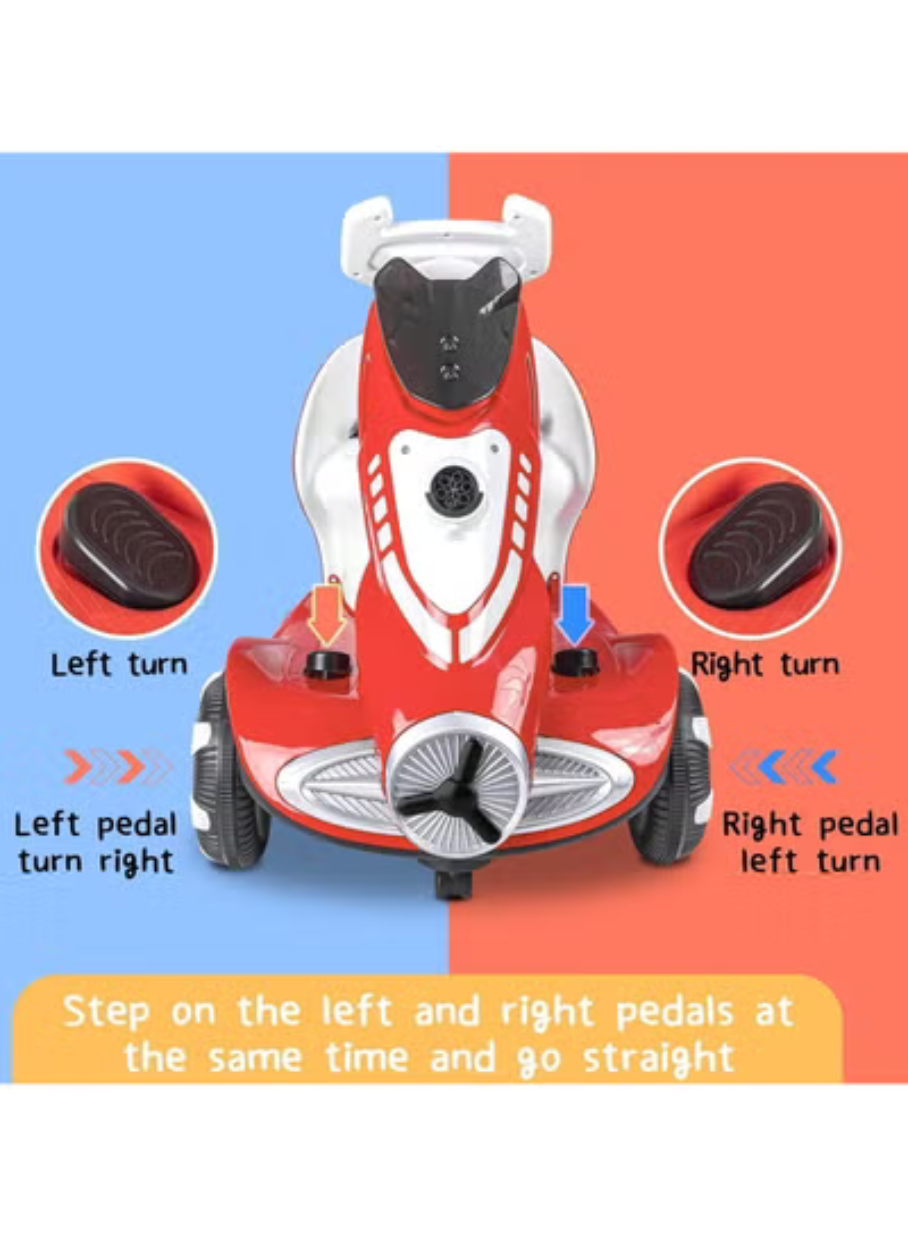 6V Dual Motor Kids Ride-On Car with Bubble Maker, Music & LED Lights – Push & Ride Electric Vehicle, Red