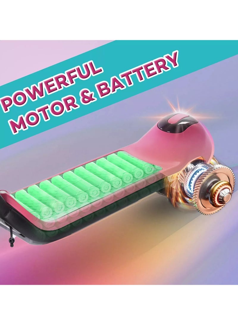 Kids Electric Scooter with LED Display & Bluetooth | 3 Speed Modes, Fun Ride for Kids & Teens | Pink
