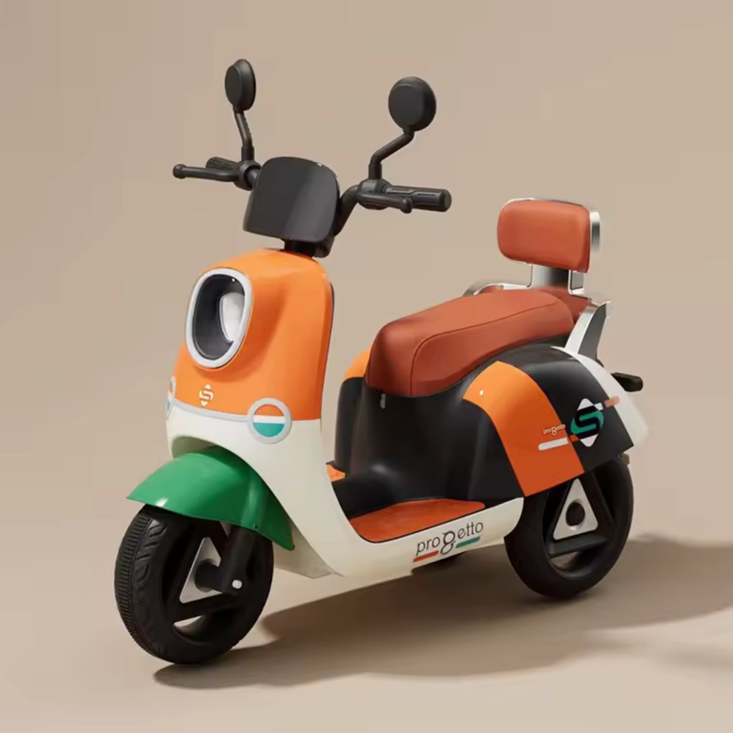 Electric 3-Wheel Ride On Motorcycle for Kids (2–8 Years) | Rechargeable Battery Sports Bike with Lights & Music | Orange