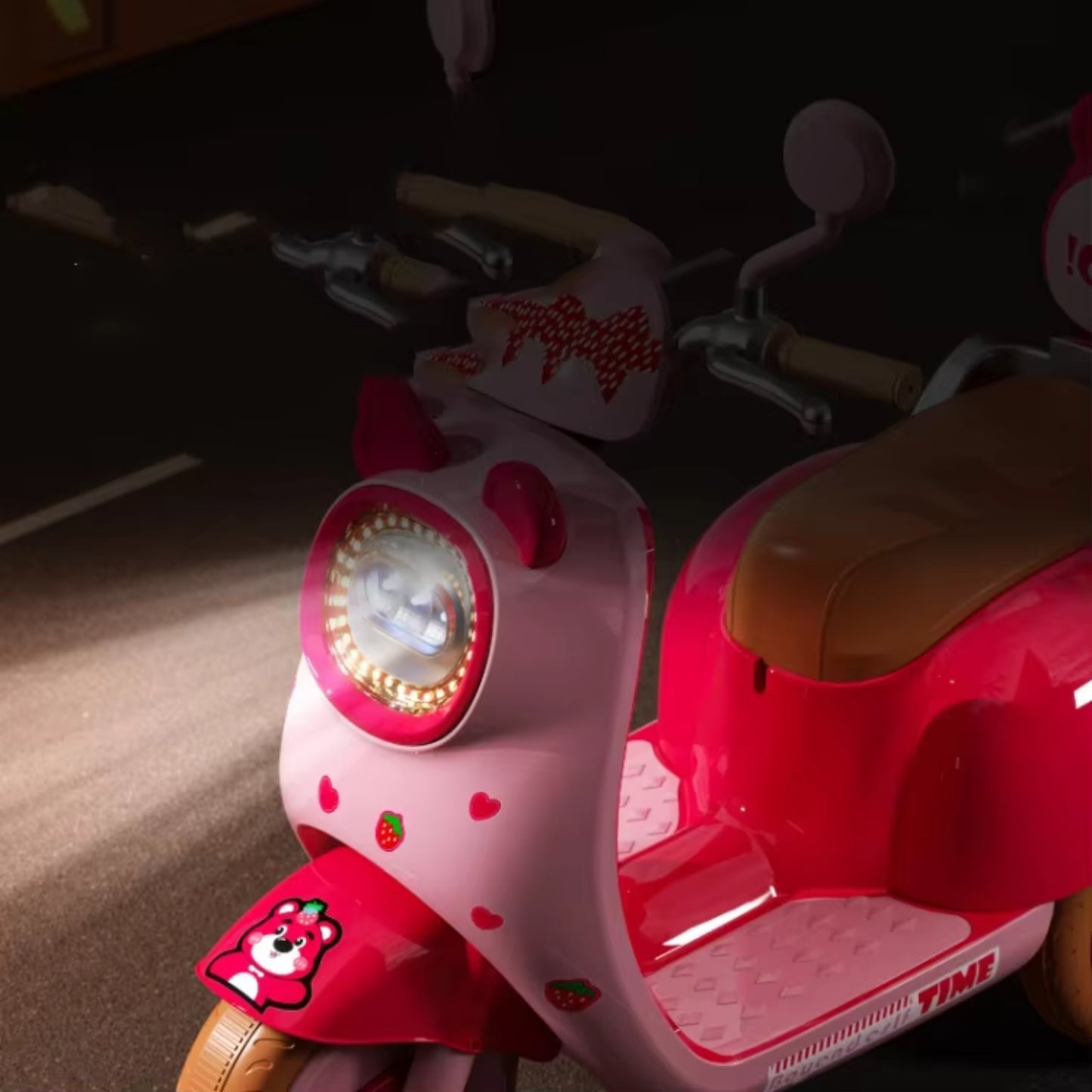 ROVENO Kids Electric Motorcycle Ride-On Tricycle 6V | Cute Pet Design, Music & LED Lights | 3-Wheel Safe Motorbike – White\Pink