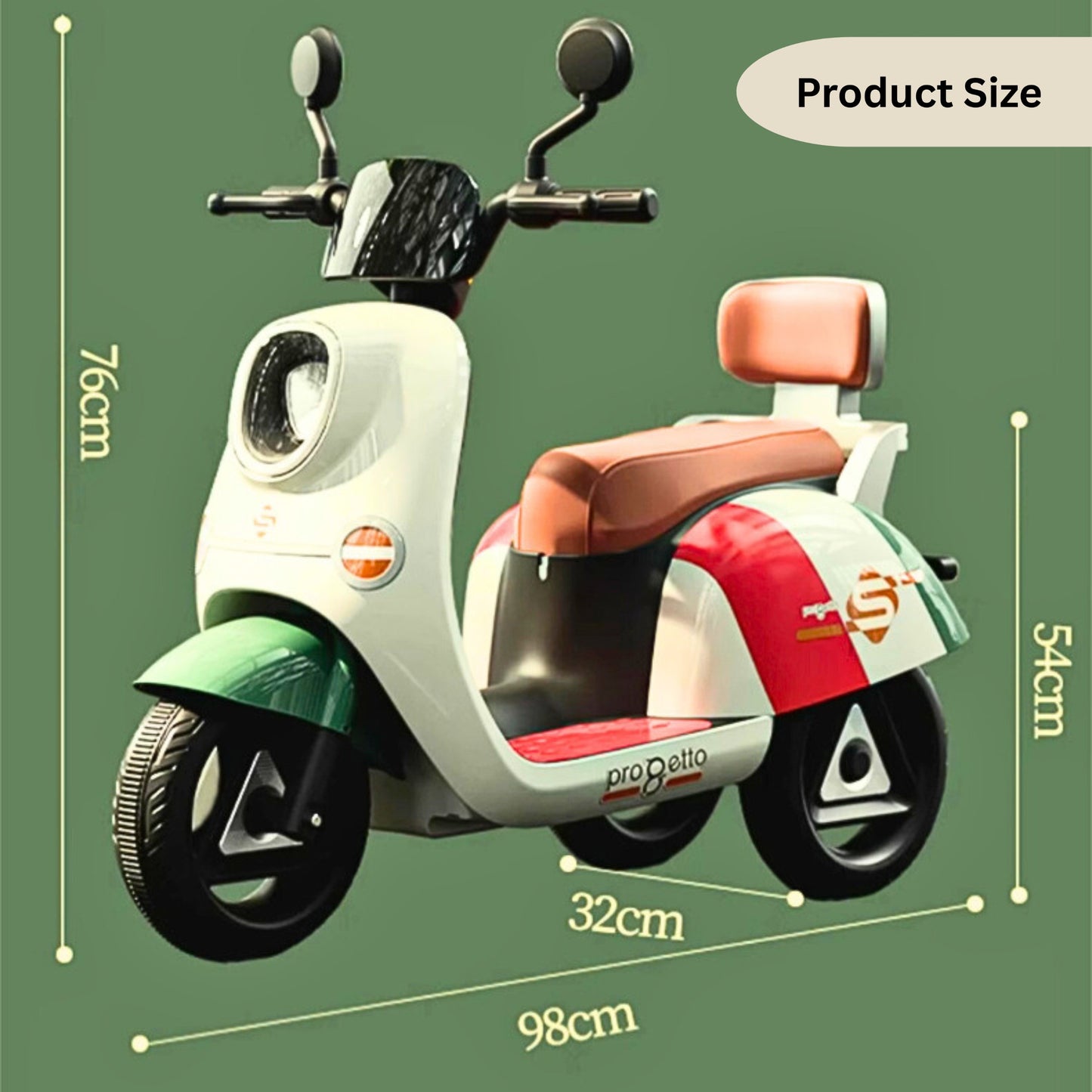 Electric 3-Wheel Ride On Motorcycle for Kids (2–8 Years) | Rechargeable Battery Sports Bike with Lights & Music | White