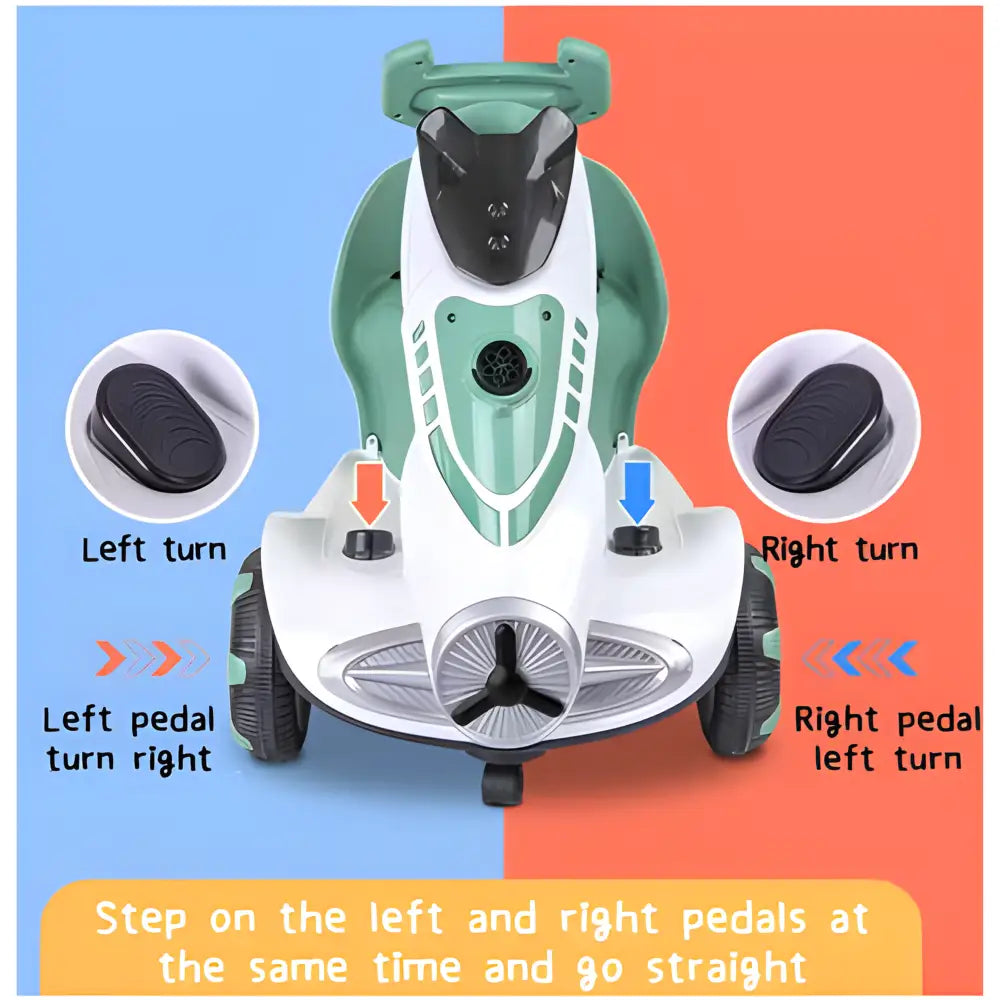 ’6V Dual Motor Kids Ride-On Car with Bubble Maker Music & LED Lights – Push & Ride Electric Vehicle Green’