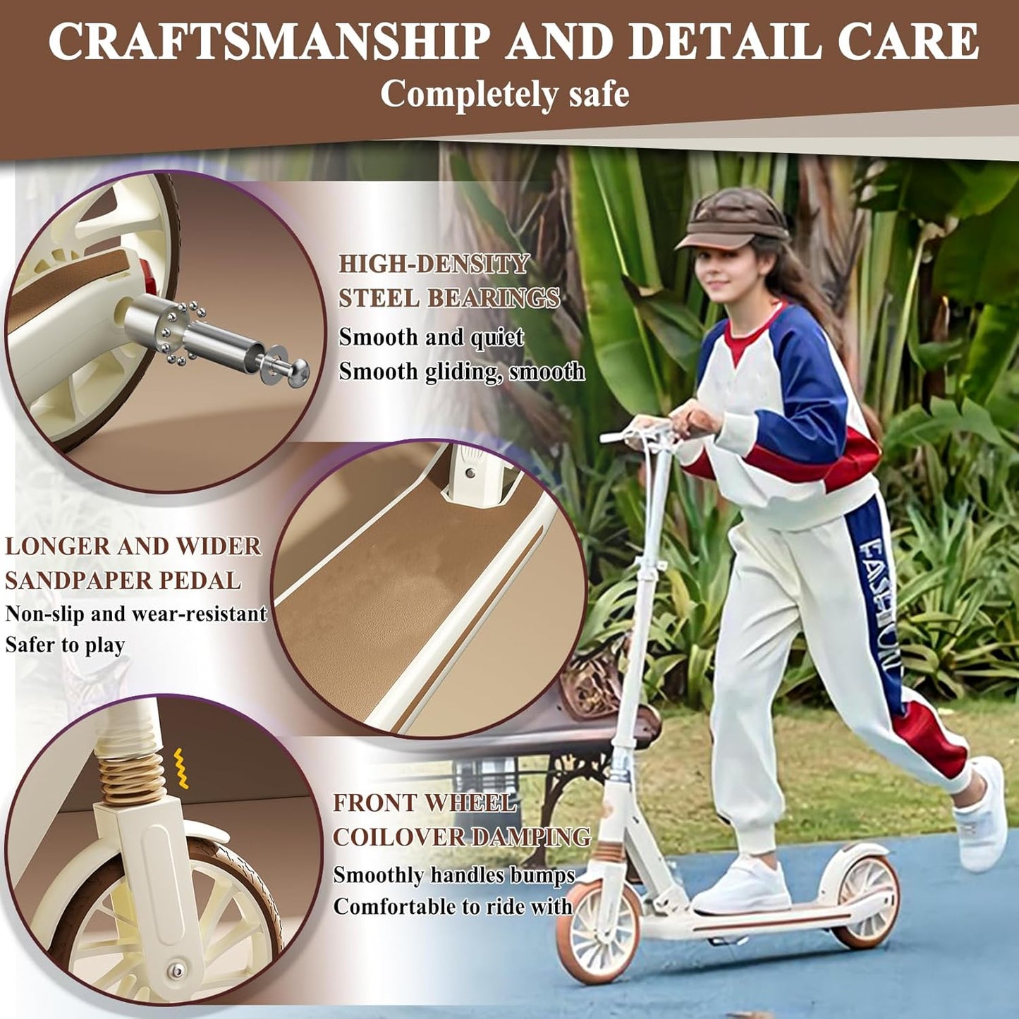 Foldable Kick Scooter for Kids & Teens | Lightweight, Durable, and Fun for Outdoor Rides | Pink