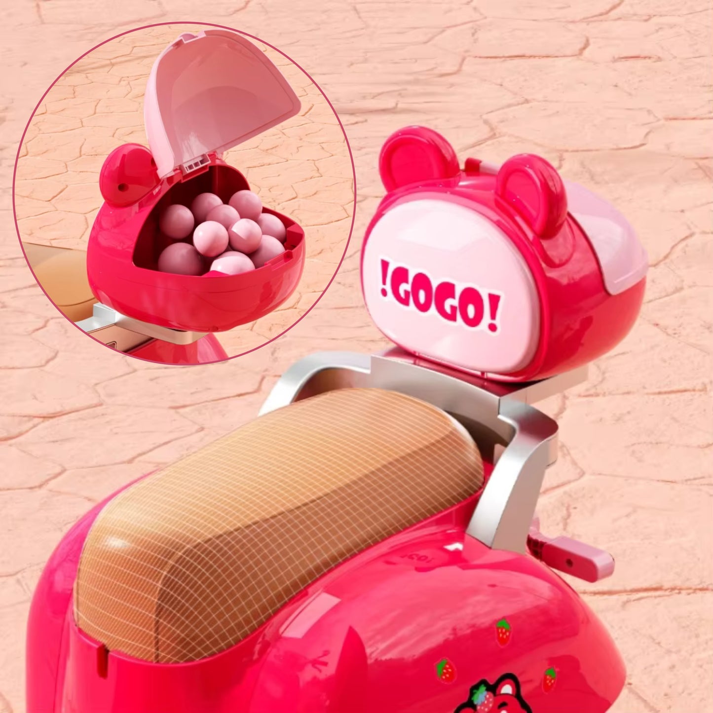 ROVENO Kids Electric Motorcycle Ride-On Tricycle 6V | Cute Pet Design, Music & LED Lights | 3-Wheel Safe Motorbike – White\Pink