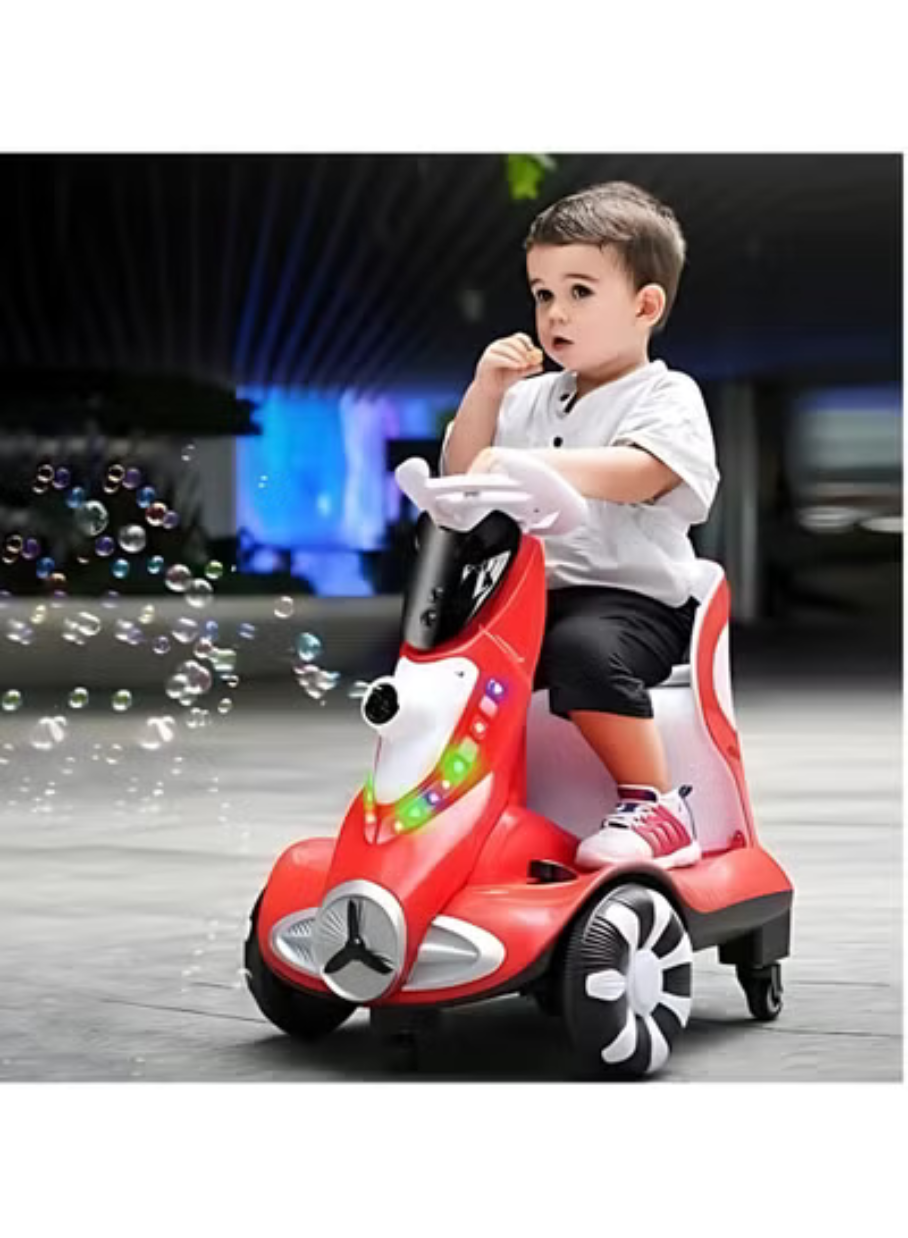 6V Dual Motor Kids Ride-On Car with Bubble Maker, Music & LED Lights – Push & Ride Electric Vehicle, Red