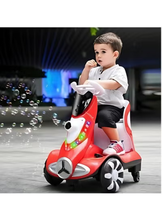 6V Dual Motor Kids Ride-On Car with Bubble Maker, Music & LED Lights – Push & Ride Electric Vehicle, Red