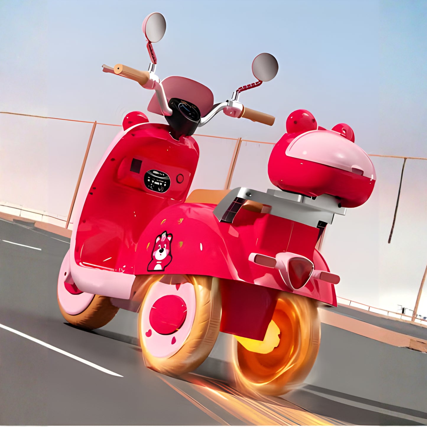 ROVENO Kids Electric Motorcycle Ride-On Tricycle 6V | Cute Pet Design, Music & LED Lights | 3-Wheel Safe Motorbike – White\Pink