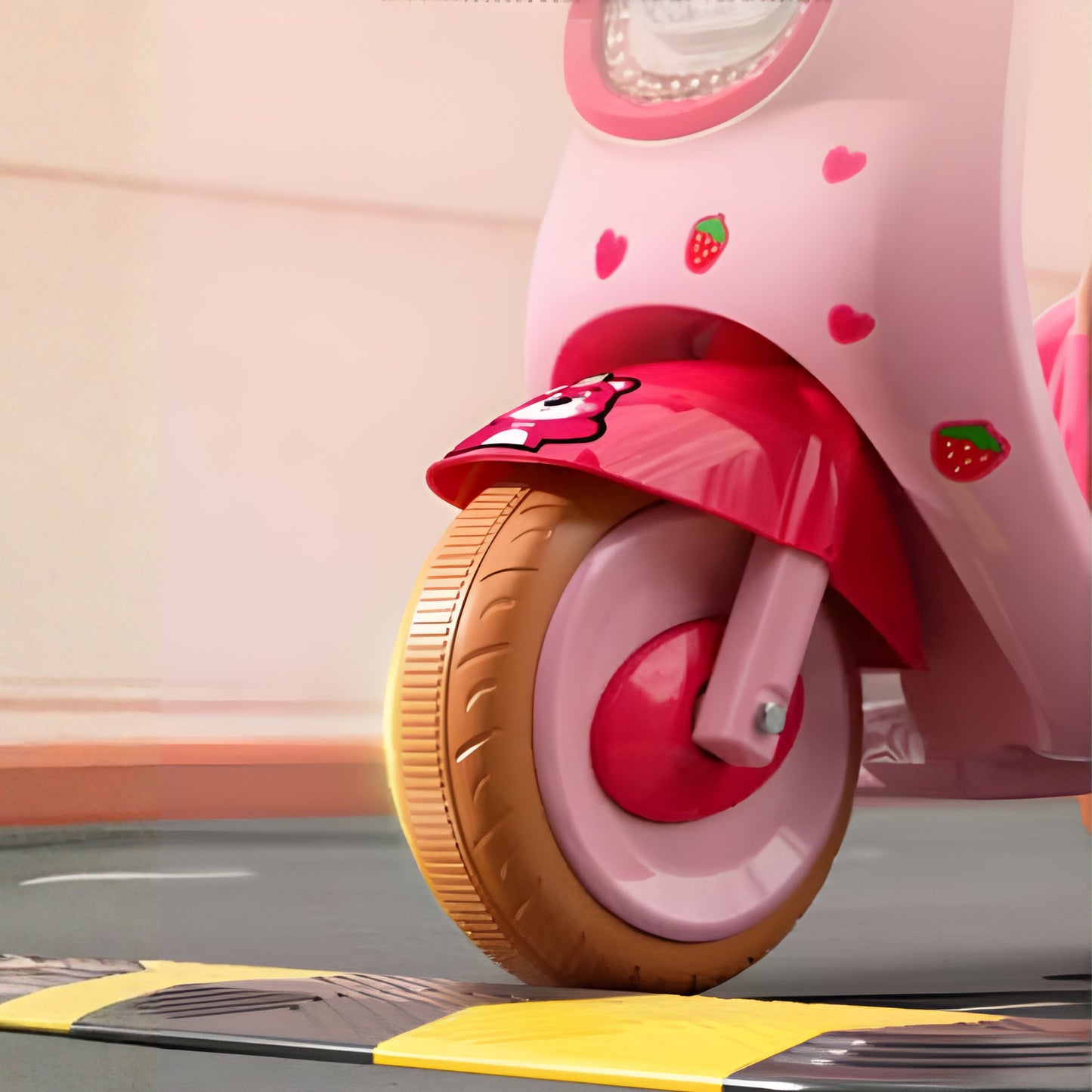 ROVENO Kids Electric Motorcycle Ride-On Tricycle 6V | Cute Pet Design, Music & LED Lights | 3-Wheel Safe Motorbike – White\Pink