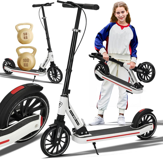 Foldable Kick Scooter for Kids & Teens | Lightweight, Durable, and Fun for Outdoor Rides | White