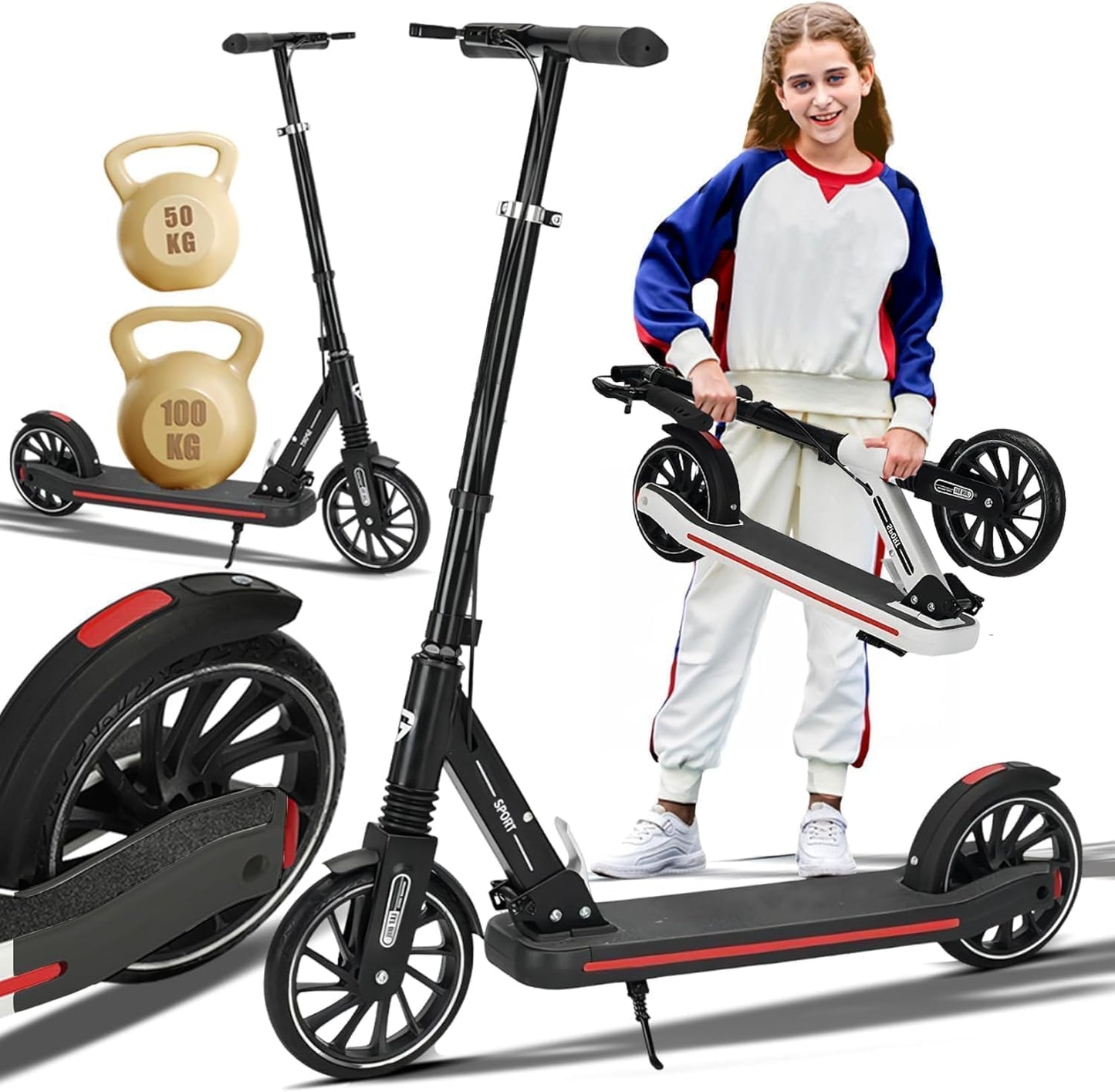 Foldable Kick Scooter for Kids & Teens | Lightweight, Durable, and Fun for Outdoor Rides | Brown